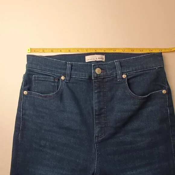 Loft Denim Jeans Size 30/10 The Slim Flare High Rise Dark Wash - Picture 8 of 11